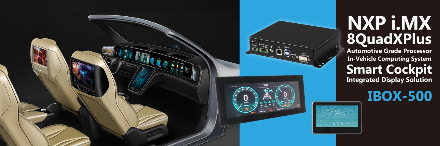 SINTRONES IBOX-500 fanless in-vehicle computer featuring NXP i.MX 8 automotive grade SoC for smart mobility and digital cockpit applications
