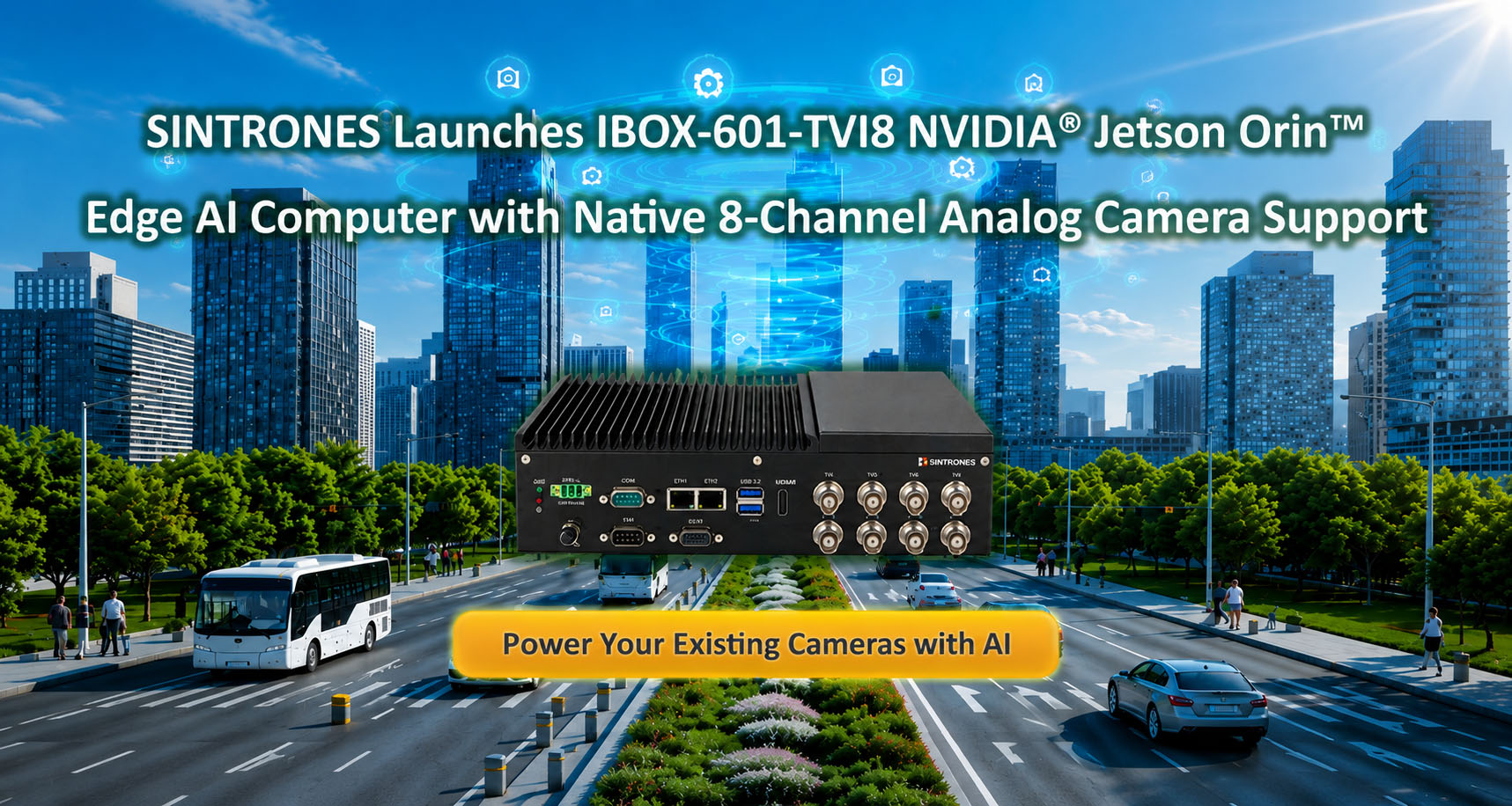 SINTRONES IBOX-601-TVI8 Edge AI Computer with 8-Channel Analog Camera Support